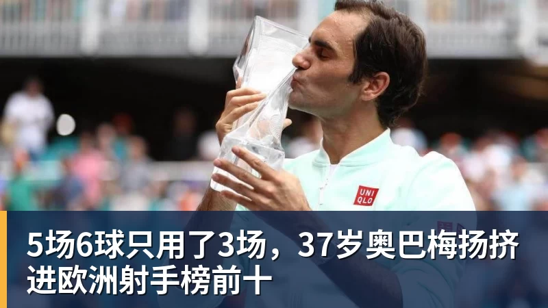 5场6球只用了3场，37岁奥巴梅扬挤进欧洲射手榜前十